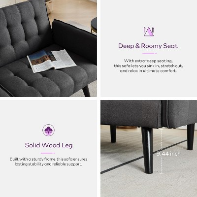 TYBOATLE 65"W Velvet Modern Convertible Folding Futon Couch Sofa Bed - Thumbnail 5