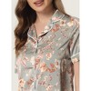 cheibear Women's Summer Short Sleeves Button Down Shirt with Shorts Pajamas Sets - 4 of 4