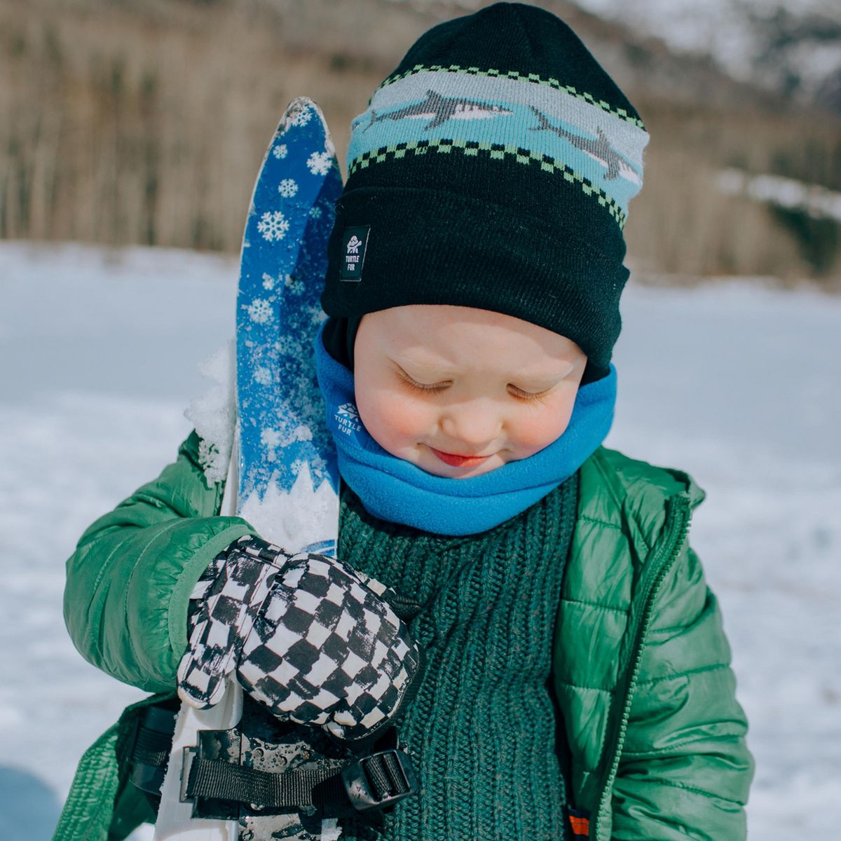 Turtle Fur Kids Shark Attack Beanie - Cuffed Winter Cold Weather Hat - thumbnail 2