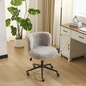 Karl Home | Plush Velvet Swivel Chair Antique Bronze Base With Wheels - 1 of 4