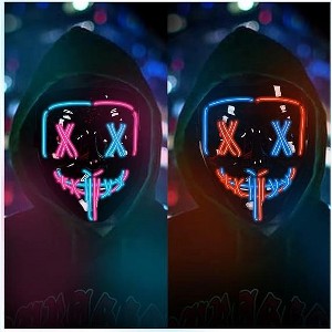 Purge Mask, 2 Pack Mask, Scary Masks, Glow Neon Mask Costume Mask for Halloween Festival Party - 1 of 4