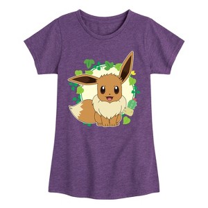 Girls' - Pokémon - Eevee Leaves Fitted Short Sleeve Graphic T-Shirt - 1 of 4