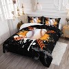 Baseball Comforter Set Twin Size – 3-Piece Black & Orange Sports Bedding, Softball Quilt Set with Graffiti Artwork for Boys, Teens, Men & Women - 2 of 4