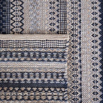 Bohemian Gray Nomadic Cotton Flat Woven Runner Rug - 27in x 9in