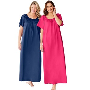 Only Necessities 2-Pack Long Silky Gown - 1 of 4