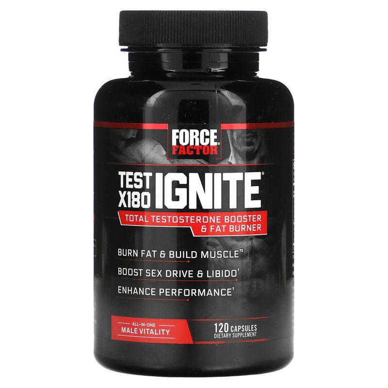 Force Factor Test X180 Ignite, Total Testosterone Booster & Fat Burner, 120 Capsules, 1 of 3