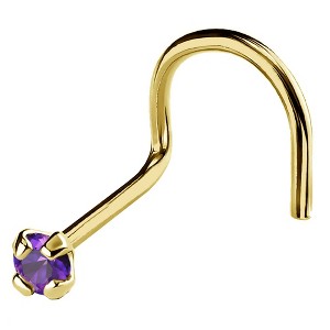 Jewelry Avalanche 22G 14K Gold Nose Screw Nose Stud with Amethyst Gemstone - 1 of 2
