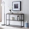 42" Black and Bronze Metal Console Table with Gray Oak Wood Shelf - Henn&Hart - 2 of 4