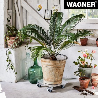 11.4" Silver Diamond-Plated Aluminum Plant Caddy with Locking Casters