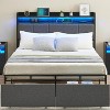 Bed Frame with Storage Headboard LED Lights Platform Bed Frame with Charging Station Metal Bed Frame with 2 Drawers No Box Spring Needed Noise-Free E - 4 of 4