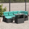 vidaXL Patio Sofa Set with Cushions and Table Outdoor Garden 7 Piece Poly Rattan - Black without storage - 2 of 4