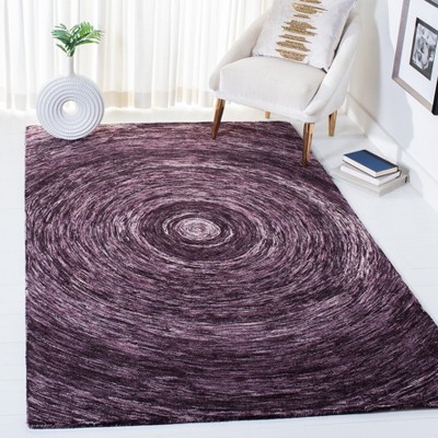 Purple Hand-Tufted Wool Ikat Area Rug 5' x 8'
