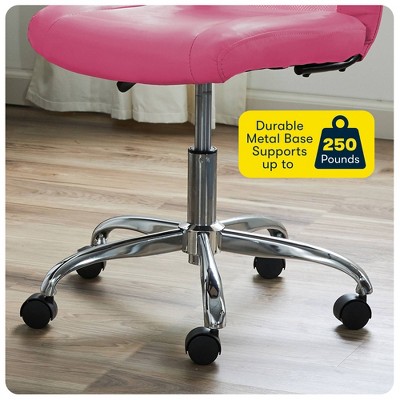 Pink Faux Leather Mesh Swivel Task Chair