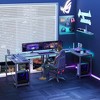 47 Inch L Shaped Game Table with Side Storage Pockets, Metal Frame, Country Study Writing Desk for Home Office, Bedroom, Game Room - 4 of 4