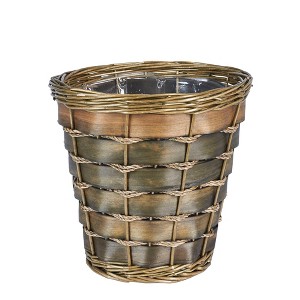 Haven Wicker Waste Basket, Small, Willow and Poplar Basket with Removable Plastic Liner, Great for the Bathroom, Bedroom or Office, Green - 1 of 4