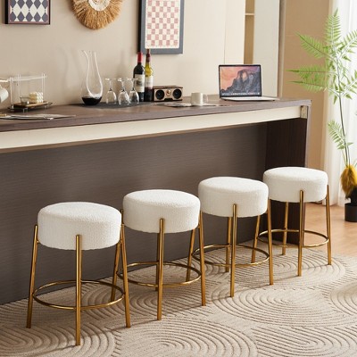 HOMLUX 24" Round Bar Stool Set of 2 Counter Height Kitchen Dining Chairs White/Black