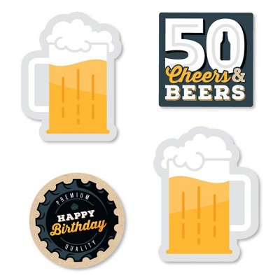 Big Dot of Happiness Cheers and Beers to 50 Years - DIY Shaped 50th Birthday Party Cut-Outs - 24 Count