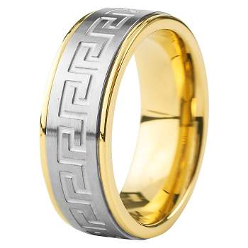 Men's Crucible Goldplated Stainless Steel Silvertone Maze Ring