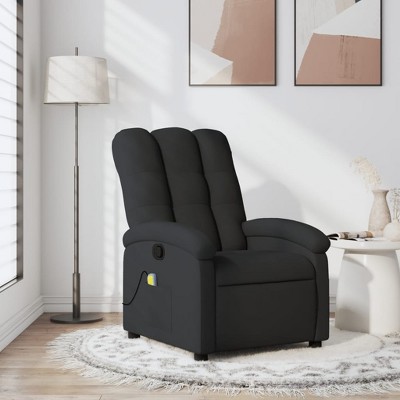 vidaXL Black Fabric Massage Recliner Chair - Manual Recline With Vibration Massage, Cozy Padded Seat & Side Pocket, Home/Lounge