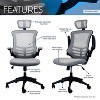 Vynxaria Techni Mobili Modern High-Back Mesh Executive Office Chair with Headrest and Flip-Up Arms, Silver Grey - 3 of 4