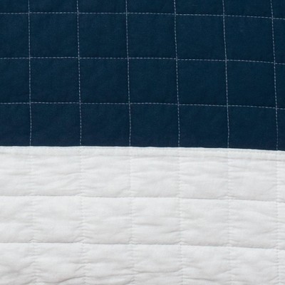 Twin White and Navy Cotton Quilt Set with Sham