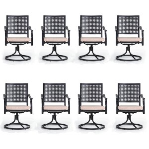 Captiva Designs Outdoor Patio Dining Swivel Steel Chairs with Thick Cushions - 1 of 4