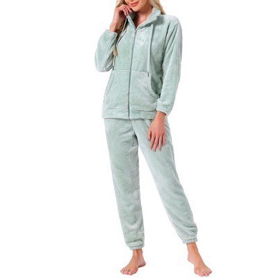 INSPIRE CHIC Women's Pajama Set Fleece Long Sleeve Fluffy Loose Plush Pants with Pockets Warm Winter Sleepwear