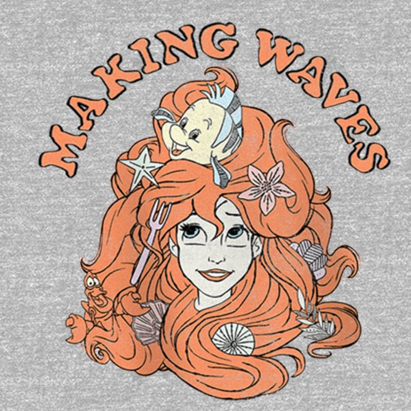 Girl's The Little Mermaid Ariel and Flounder Making Waves T-Shirt, 2 of 6
