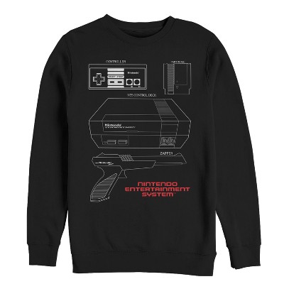 Men's Nintendo Nes Controller Part Sweatshirt - Black - Large : Target