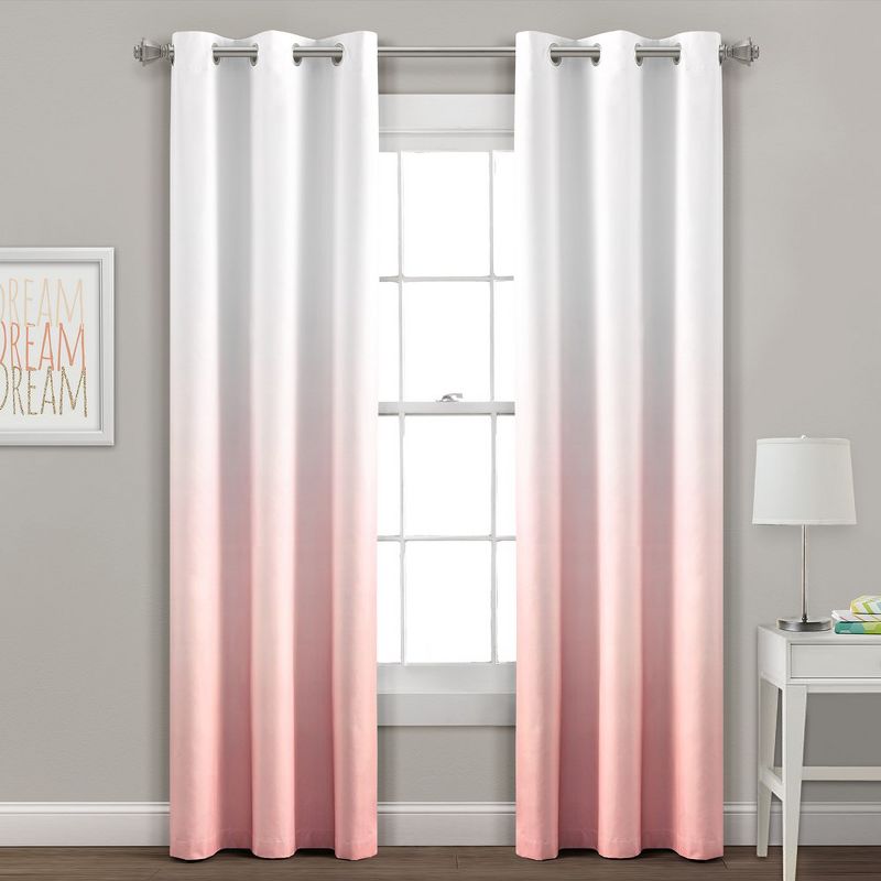 Home Boutique Mia Ombre Insulated Grommet Blackout Window Curtain Panels Blush 38X84 Set, 1 of 2