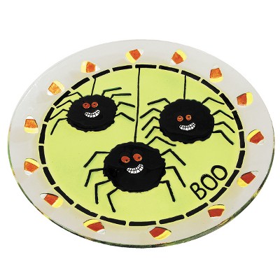 Gallerie II Spider Fused Glass Halloween Platter