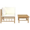 vidaXL 2-Piece Bamboo Patio Lounge Set with Cream White Cushions - Sturdy Outdoor Furniture with Modular Design and Comfortable Seating Experience - 3 of 4