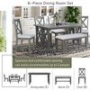 Oversart 6-Piece Family Dining Room Set Solid Wood Space Saving Foldable Table and 4 Chairs with Bench for Dining Room (Gray) - 4 of 4