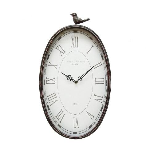 Stratton Home Decor 19 25 X10 75 Antique Oval Bird Clock