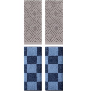 REGALWOVEN 4 Pcs Bathroom Checkered Cotton Face Decorative Hand Towel Set - 1 of 4