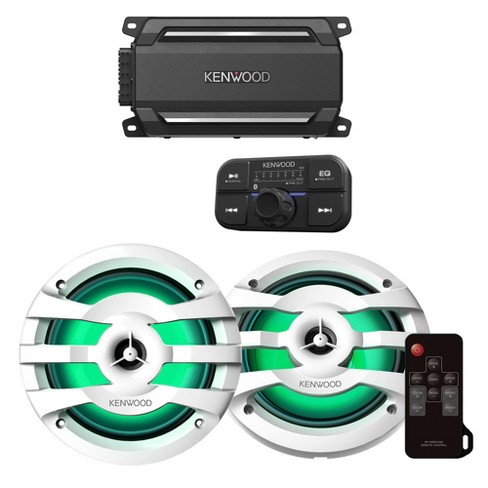 factor slachtoffer Ringlet Kenwood Kac-m5024bt 4 Channel Bluetooth, Waterproof Compact Amplifier With  1 Pair Of Kfc-1673mrwl 6.5" 2-way Marine Speaker W/ Led (white) : Target