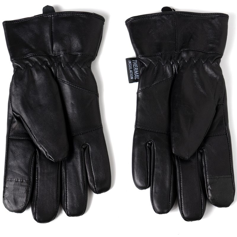 Alpine Swiss Mens Touch Screen Gloves Leather Thermal Lined Phone Texting Gloves, 2 of 7