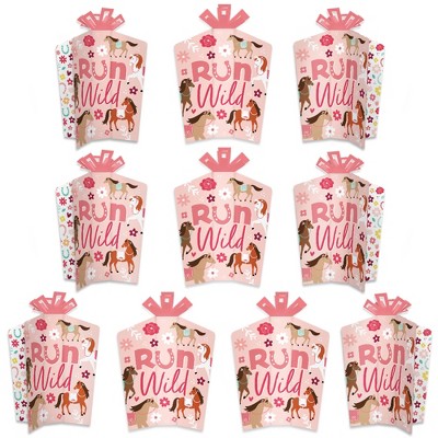 Big Dot of Happiness Run Wild Horses - Table Decorations - Pony Birthday Party Fold and Flare Centerpieces - 10 Count