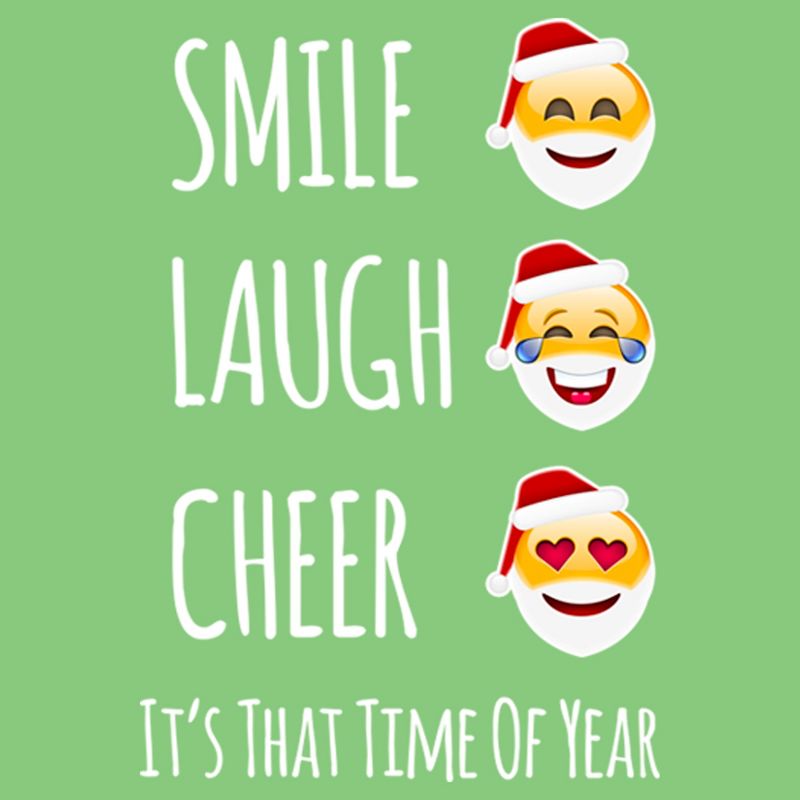 Girl's Lost Gods Christmas Santa Smile Laugh Cheer Emoji T-Shirt, 2 of 5