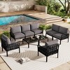9 PCS Patio Conversation Set, Modern Sectional with 2 Square Glass Coffee Tables, Plastic Frame Chair with Polyester Cushion-Coolbibila - 3 of 4