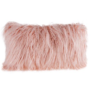 12"x20" Oversize Curled Shag Faux Fur Lumbar Throw Pillow - Hastings Home - 1 of 4