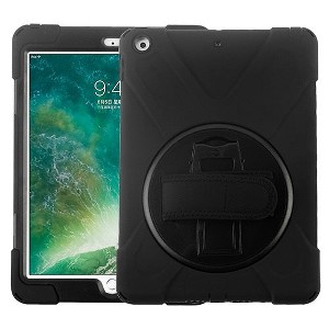 MyBat Rotatable Stand Protector Cover (with Wristband) for Apple iPad 9.7 (2017) (A1822,A1823) / iPad 9.7 (2018) (A1954,A1893) - Black / Black - 1 of 4