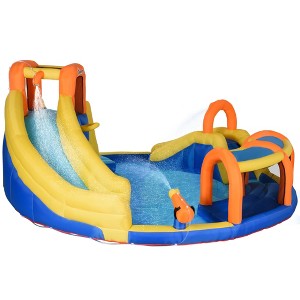 Outsunny 6-in-1 Inflatable Water Slide Kids Bounce House Includes Slide Basket Pool Climbing Wall Tunnel with Carry Bag, Repair Patches - 1 of 4