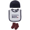 Hudson Baby Infant Boy Cotton Layette Set, Burgundy Mamas Boy - 3 of 4