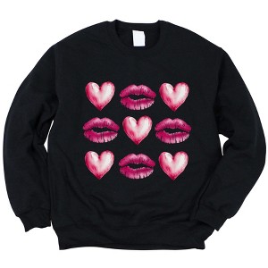 Simply Sage Market Women's Graphic Sweatshirt Hearts and Lips Chart - 1 of 4