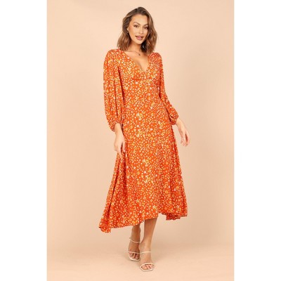 Petal And Pup Women's Aron Long Sleeve Maxi Dress - Orange Floral M : Target