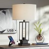 Franklin Iron Works Rafael 27 1/2" Tall Industrial Modern Table Lamp Dual USB Port Night Light Black Metal Single White Shade Living Room Charging - 2 of 4