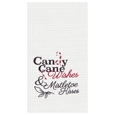 C&F Home Candy Cane Wishes Waffle Weave Kitchen Towel