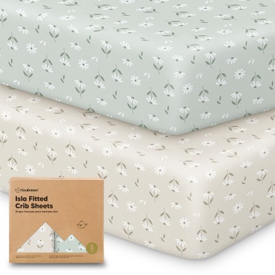 Image of KeaBabies 2pk Isla Fitted Crib Sheets for Boys, Girls, 52x28 Baby Crib Sheet, Fits Standard Nursery Crib Mattresses (Daisies)