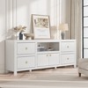 Homhougo Farmhouse TV Stand for 75/80 Inch TVs, 70" Long Entertainment Center with 6 Storage Drawers & Soundbar Shelf White - 3 of 4